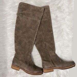 Kork-Ease Taupe Gray Suede Leather Knee High Over The Knee Addison Tall Boots